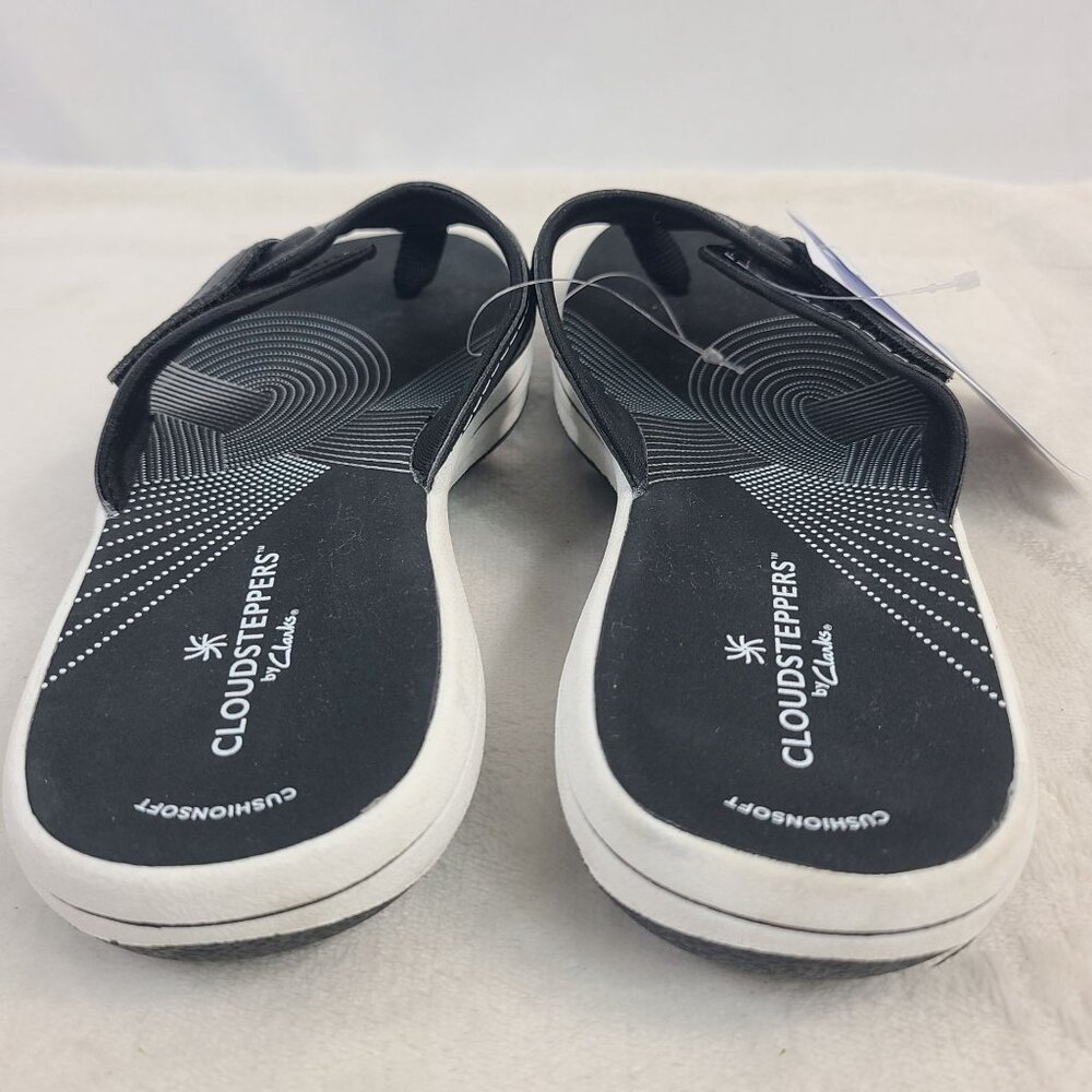 NEW Clarks Cloudsteppers Women's Black Cushioned Flip-Flops Sandals Size 8 - Picture 5 of 7